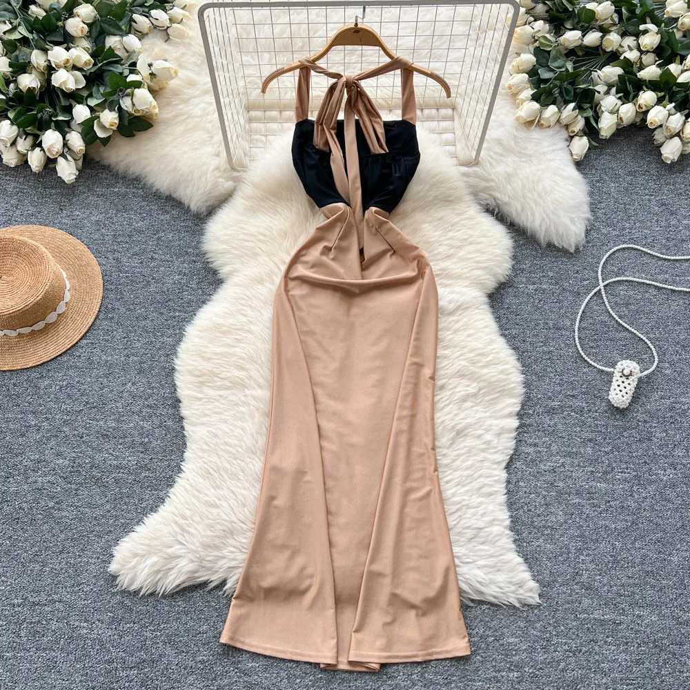 فستان أنيق مرقع منقوش عليه زهور مثير للحفلات المسائية للنساء فستان عتيق على شكل الورك فساتين الحفلات