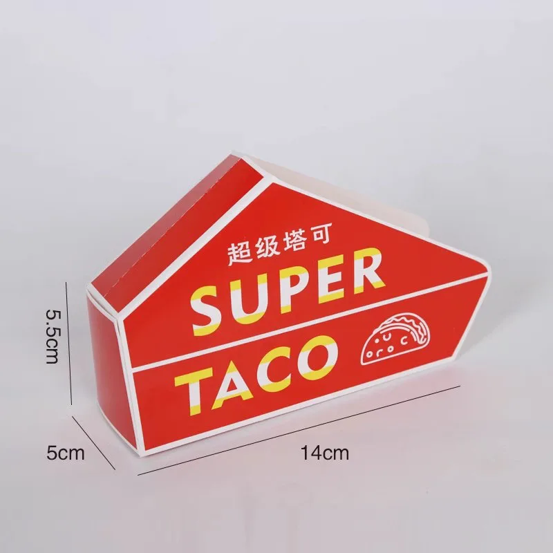 100pcs Paper Taco Box Burrito Tortillas Disposable Mexican Restaurant Takeaway Take Out Packing Box Container