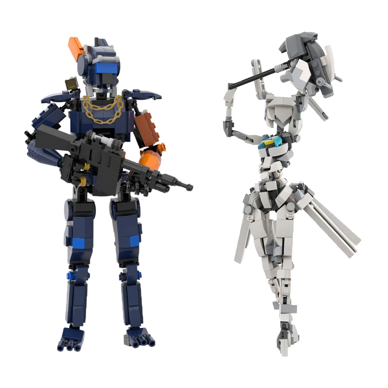 Female Robot Chappie Armor-plated Attack Robot Model Mech Warrior Building Brick Set DIY Game Role Toys for Kids Holiday Gifts