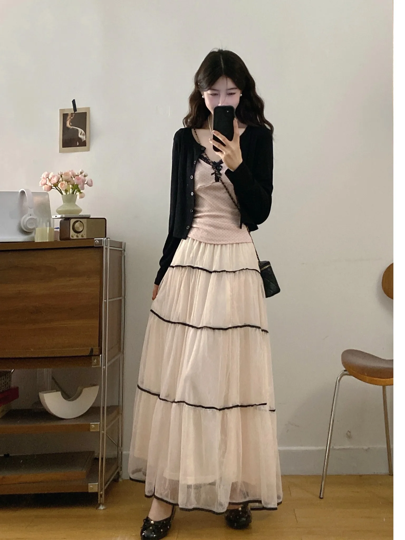 

plus Size Women's Lace Splice Pink Strap Vest High Waist Mesh Half Skirt Summer New Style Fashionable Commute Korean Style