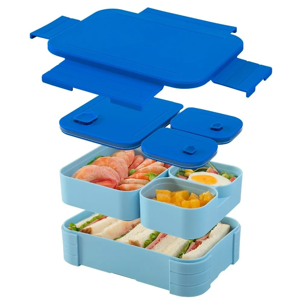 Leakproof Design Microwave Heatable Lunch Box with Fork Spoon Portable Travel Food Container Sealed Fruit Salad Box Office