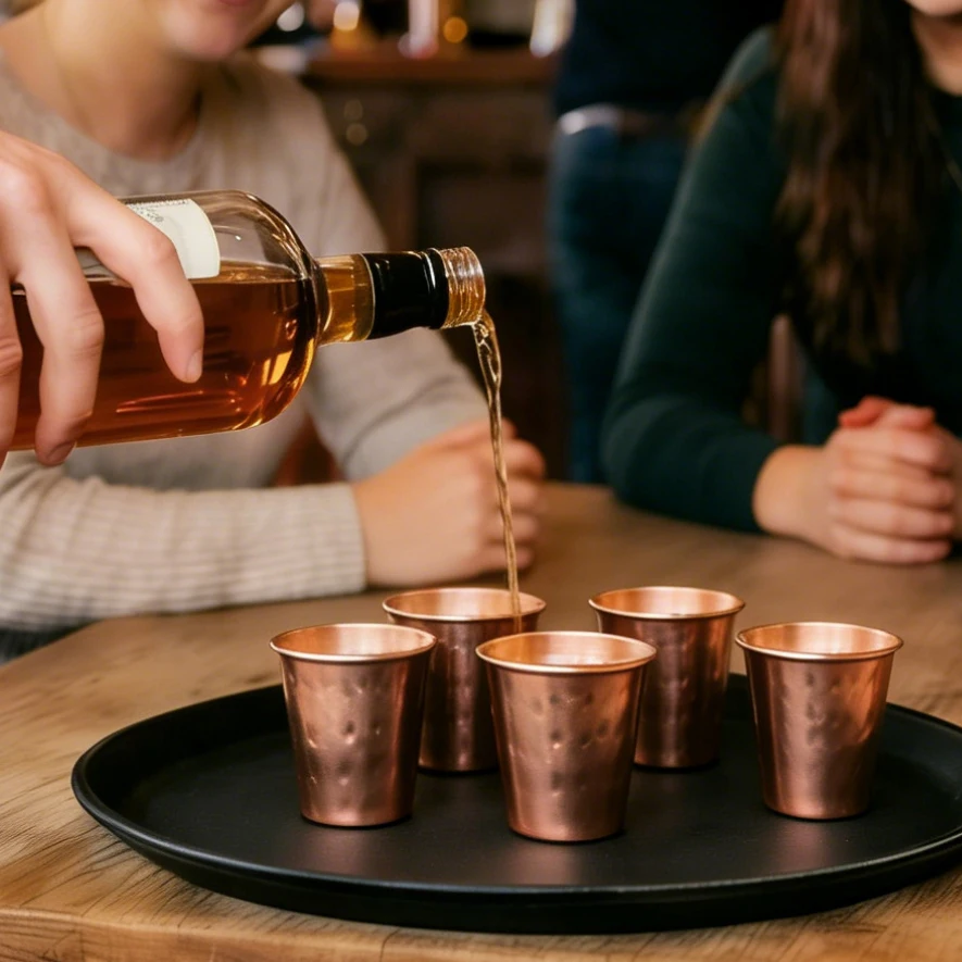 6cs 8Pcs New 100% Copper Cups Pure Solid  Moscow Mule PURE Copper Mugs-Shaped 2oz Cocktail Cups Beer Milk Mug Drinkware - view 3
