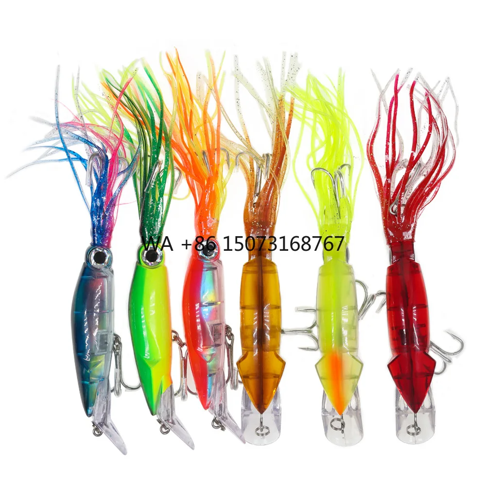 14cm-43g-colorful-squid-lures-with-treble-hooks-saltwater-fishing-artificial-hard-bait-6-colors-for-sailfish-marlin-fishing