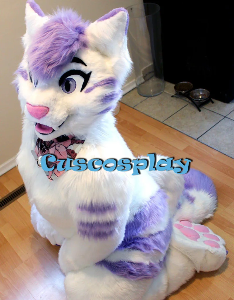 

Husky Purple White Fursuit Dog Fox Mascot Costume Walking Halloween Christmas Large-scale Activity Birthday Party Cosplay Suit