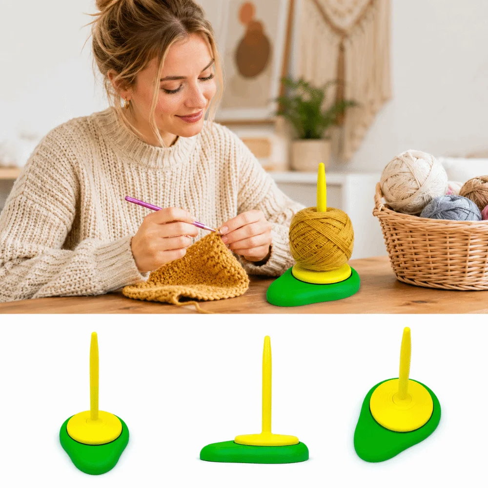 3D Printing Crochet Yarn Holder Rotating Avocado Yarn Ball Rack Anti-Tangle Reusable Yarn Winder Stand Handcraft Projects