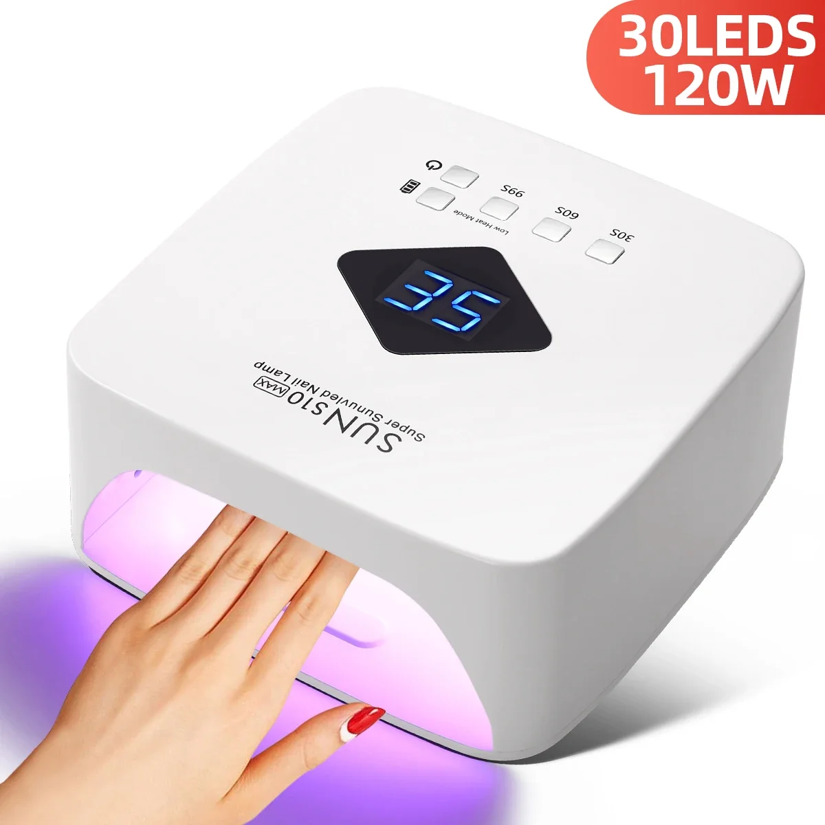 30leds led uv lâmpada do prego sem fio profissional secador de unhas para curar todo o gel polonês com tela grande recarregável ferramenta salão beleza