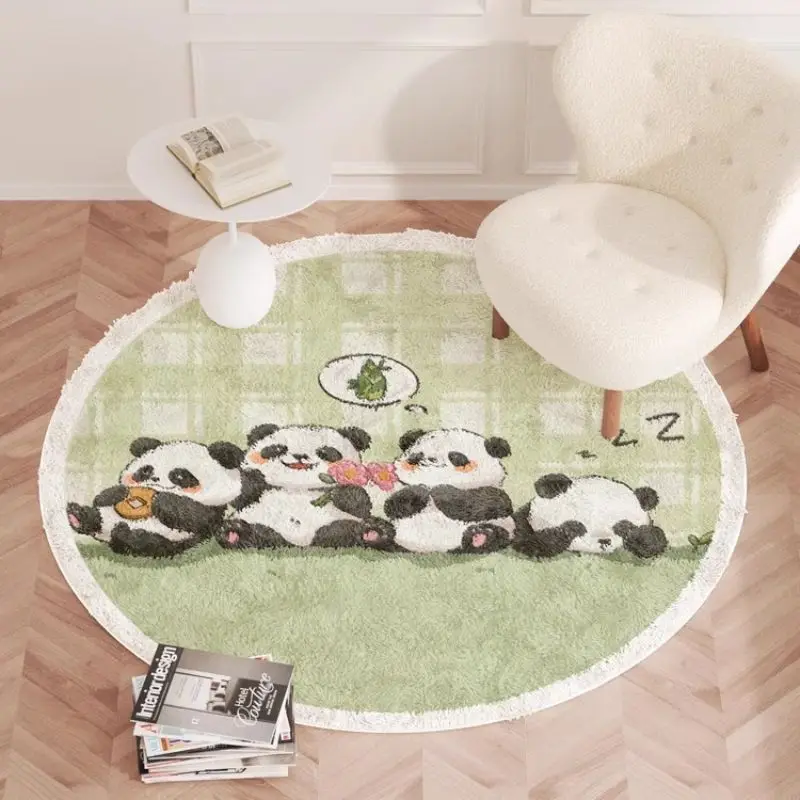 Cartoon Round Fluffy Carpet For Living Room Animal Plush Bedroom Rugs For Kids Room Soft Nursery Play Mat For Children Baby Mats