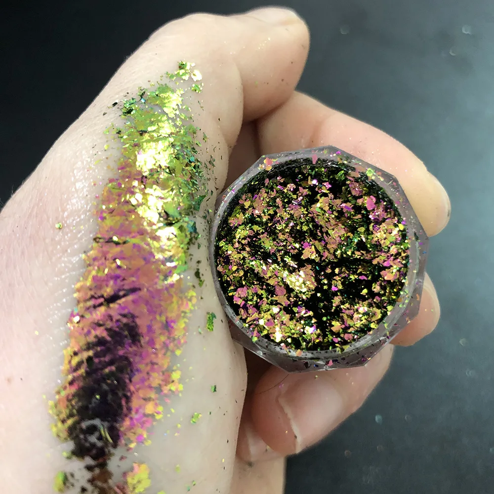 12 Colors Chameleon Irregular Glitter Flakes Untra-Thin Brocade Cloud Yuki Nail Foil Flakes Net1-2g*12 Manicure Chameleon Powder