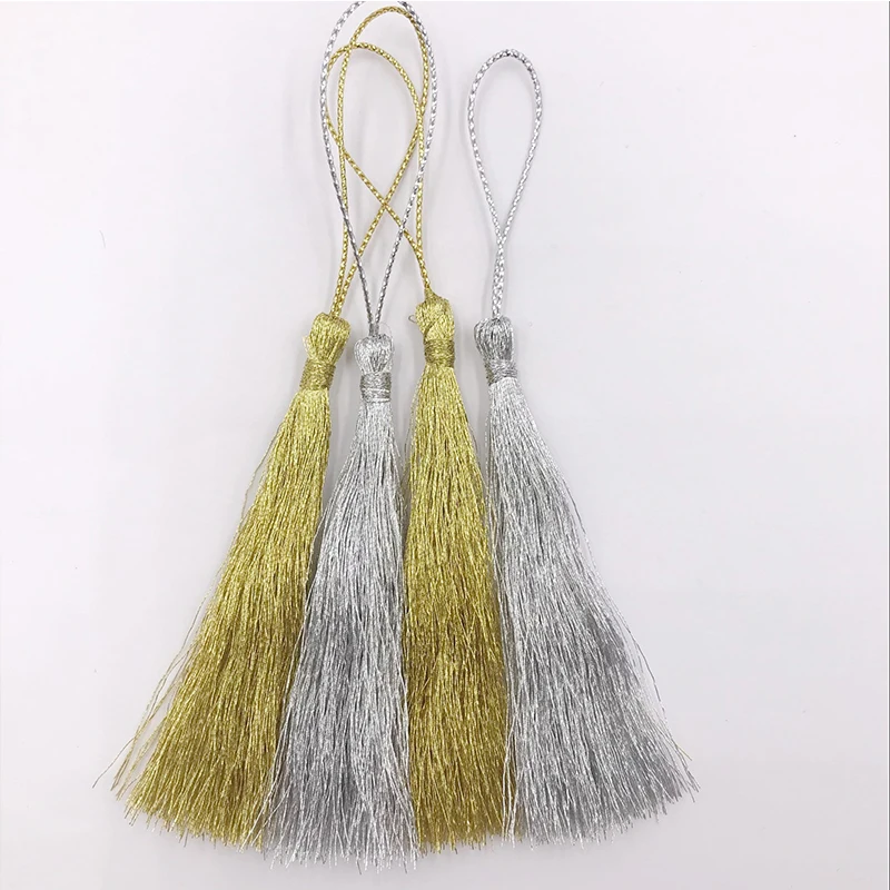 32PCS Gold silk Silver Tassels fringe Polyester pendant Bookmark Jewelry Accessories for Craft DIY Curtains Clothes Decorative