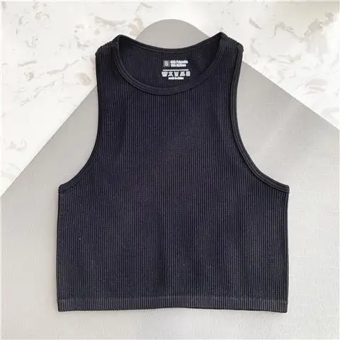 Tank Top Rib Casual Sport Tops O Neck Solid Basic Underwear Seamless Vest Streetwear Sleeveless Casual Sexy Crop Top Bra Camis