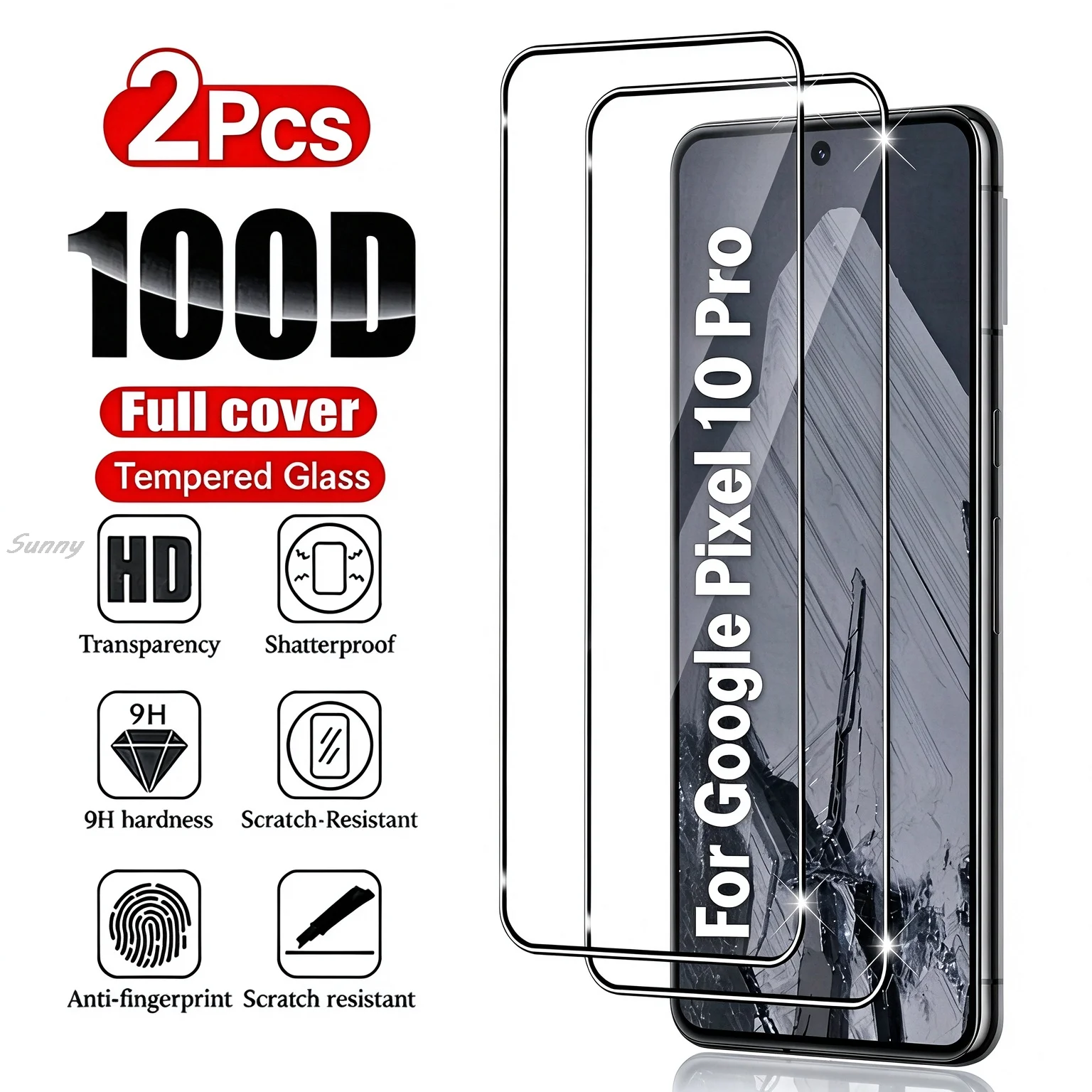 HD Screen Protector For Google Pixel 11 Pro 10 8 6 7 9 Pro XL Full Coverage Tempered Glass Fingerprint Unlock Anti-Scratch Film