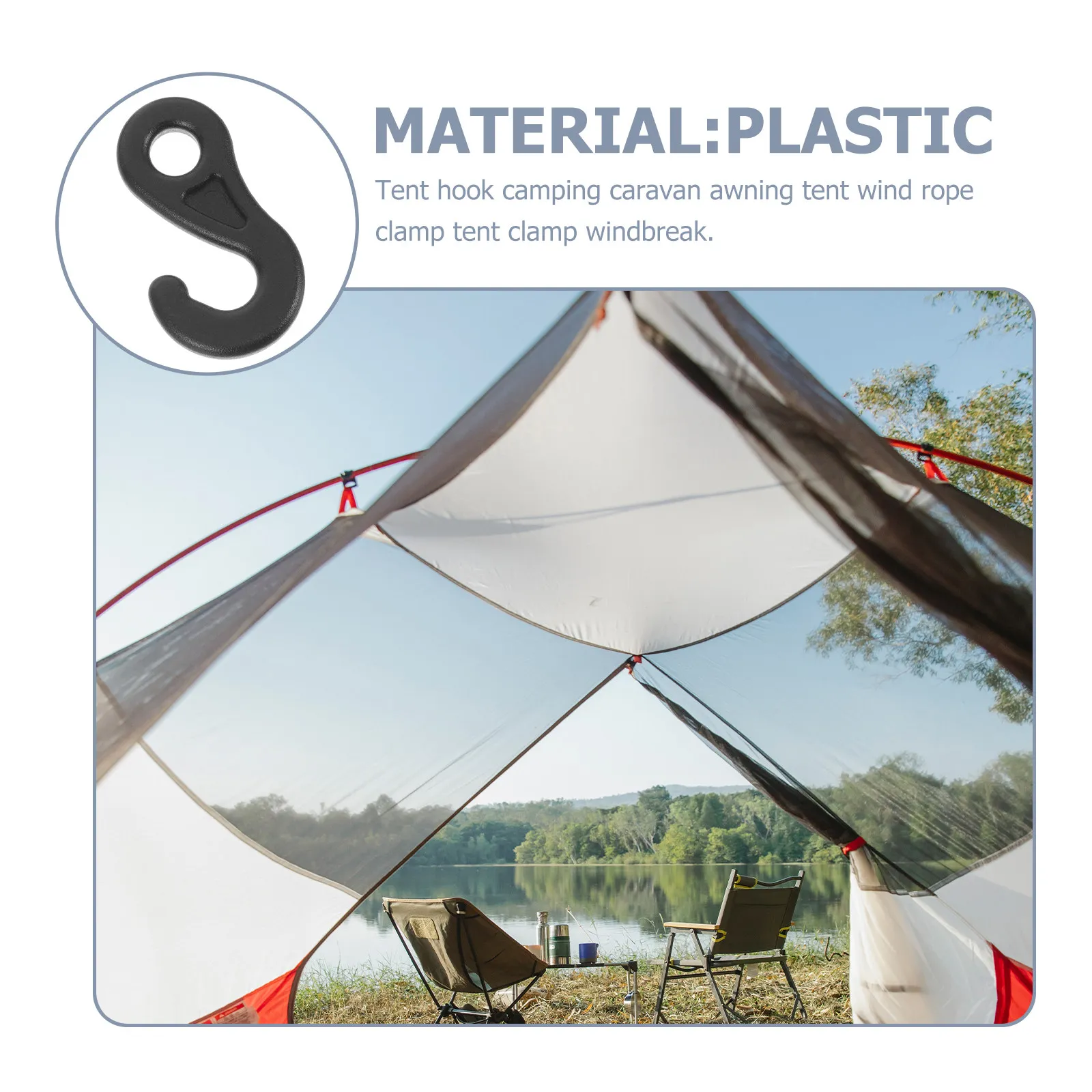 

10Pcs Tent Hooks Camping Tent Rope Fixation Hooks Outdoor Tent Fixed Hooks POM Plastic Windproof High Strength Camping Accessory