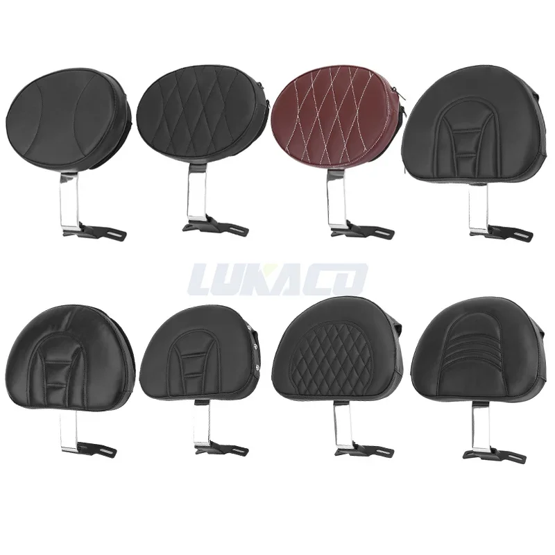 Motorcycle Adjustable Driver Rider Backrest Plug In Sissy Bar Seat Cushion Moto Pad For Harley Fatboy Heritage Softail 2007-2017