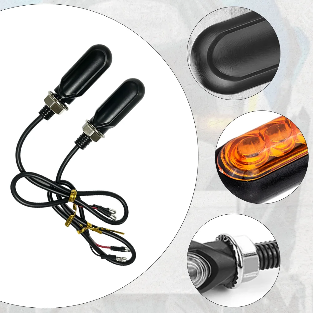2 Pcs Motorcycle LED Turn Signal Lights Smoked / Clear / Amber Cover For Motorcycles Requiring 10 mm Mounting Thread 12 V DC