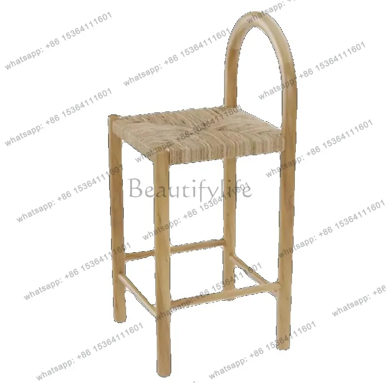 

Woven Wooden High Bar Chairs Rattan Modern Nordic Comfortable Fashion Adults Bar Chairs Party Waiting Relax Muebles Furniture