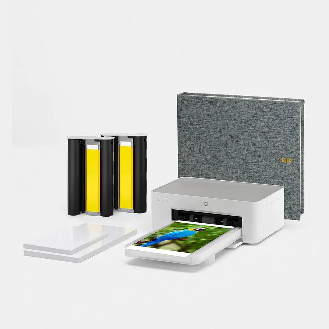 Xiaomi Mijia เครื่องพิมพ์ภาพ 1S ความละเอียดสูงสีระเหิด 3/6 นิ้วกระดาษภาพถ่ายแบบพกพาแบบพกพาสมาร์ท APP เครื่องพิมพ์ระยะไกล