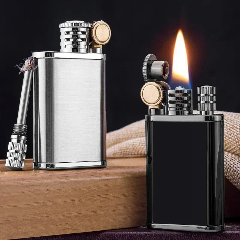 CHIEF Personalized Metal Wheel Kerosene Lighter with Box, Windproof Cigarette Lighter, Petroleum Lighter, Survival Lighter