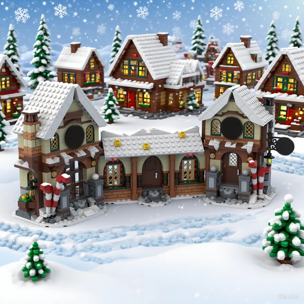 

1018 шт. расширенная мастерская Санты, праздничная игрушка, заводская сцена, индивидуальный MOC, образовательная модель «сделай сам», строительные блоки, игрушки на день рождения, подарок