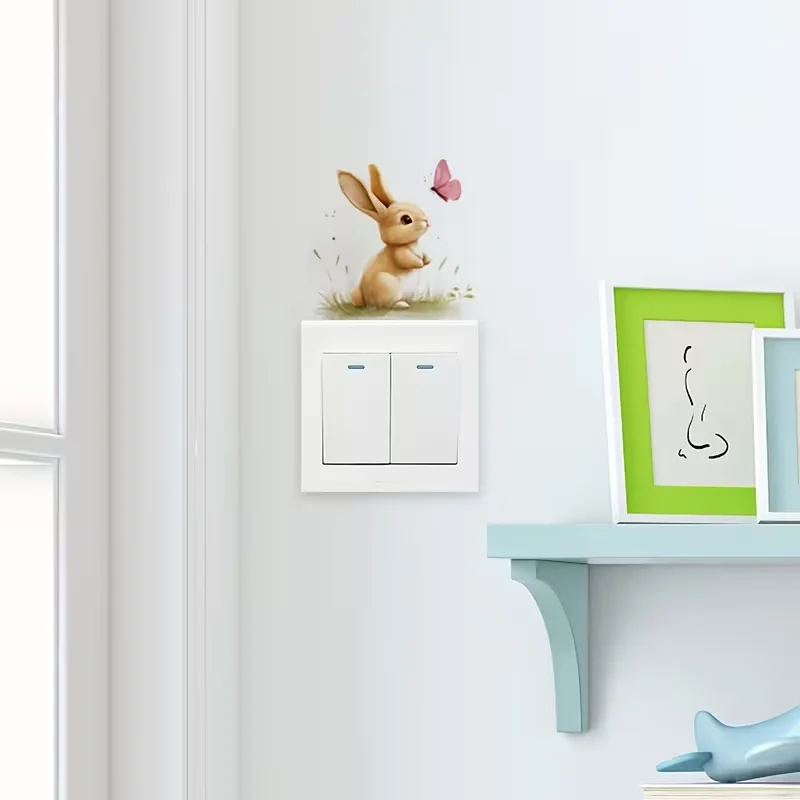 1 switch sticker rabbit grass butterfly pattern home decoration