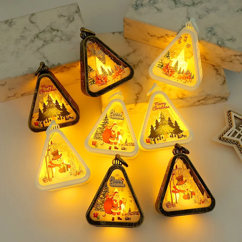 Christmas Light Lanterns Xmas Decorative Lantern Christmas Decorations 2025 New Year Lighting Lamp Desktop Ornament Home Decor