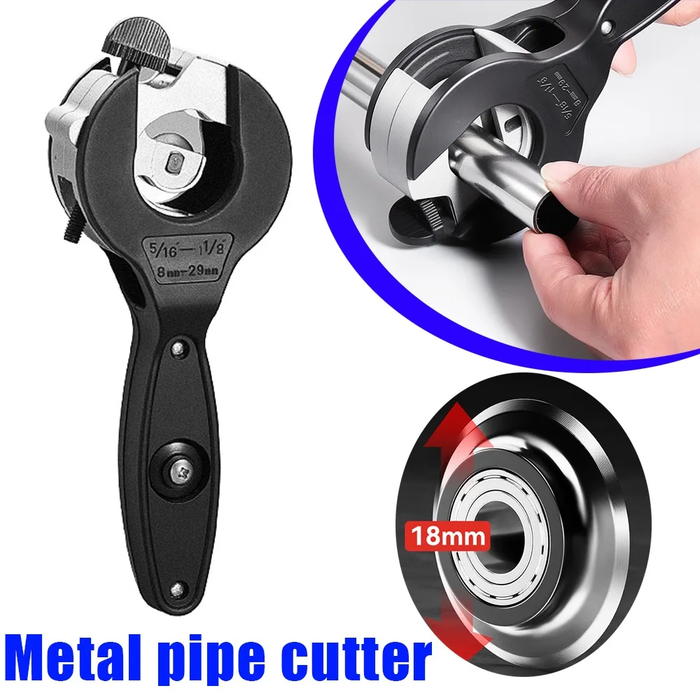 

Труборез с храповым механизмом 8-29 мм, универсальный труборез из нержавеющей стали, меди, алюминия, ножницы с храповым механизмом, ручные инструменты для резки шлангов