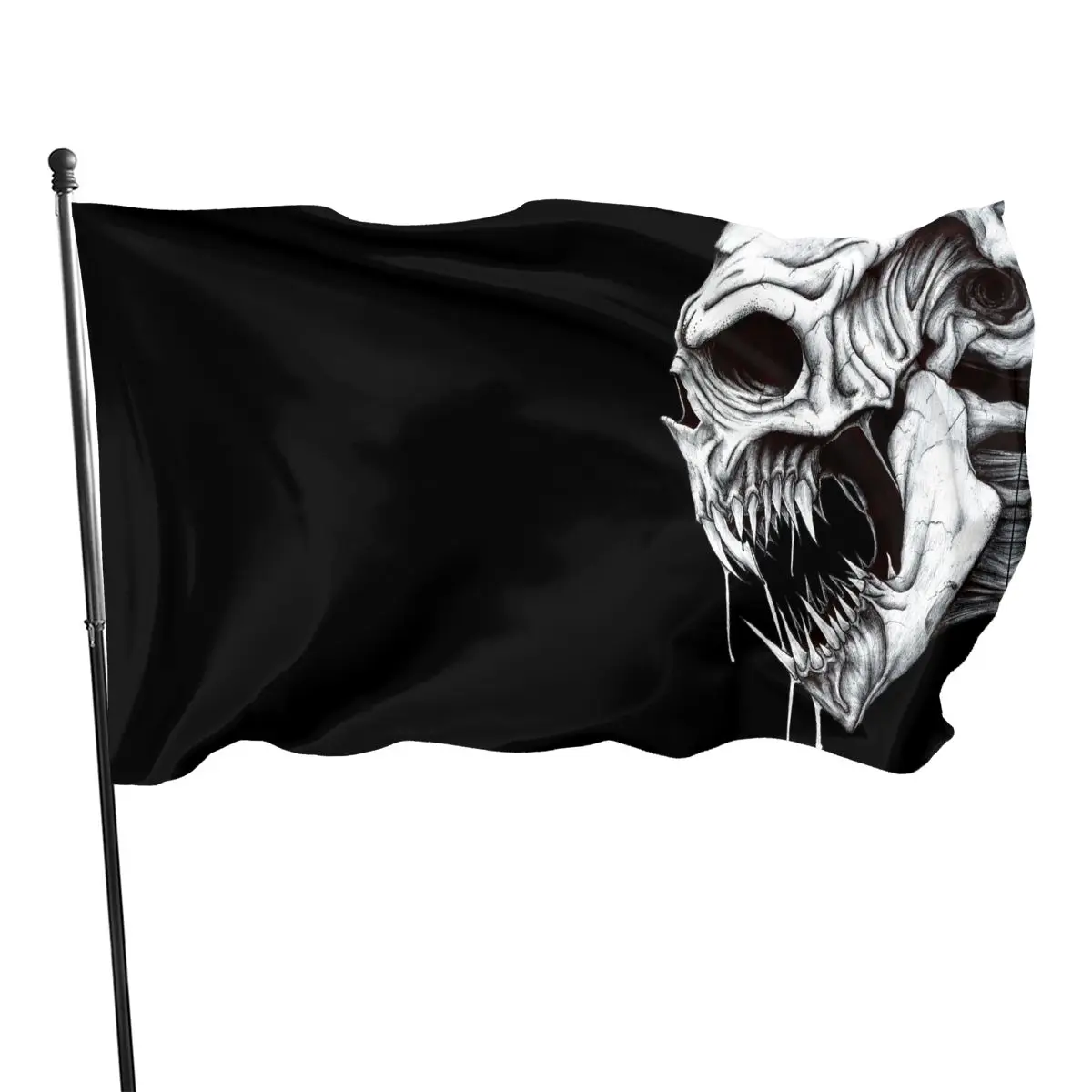 Black Fluorescent Green Skull Flag Halloween Spooky Decor Courtyard Porch Lawn Happy Halloween Gifts Women Men Brass Buttonhole