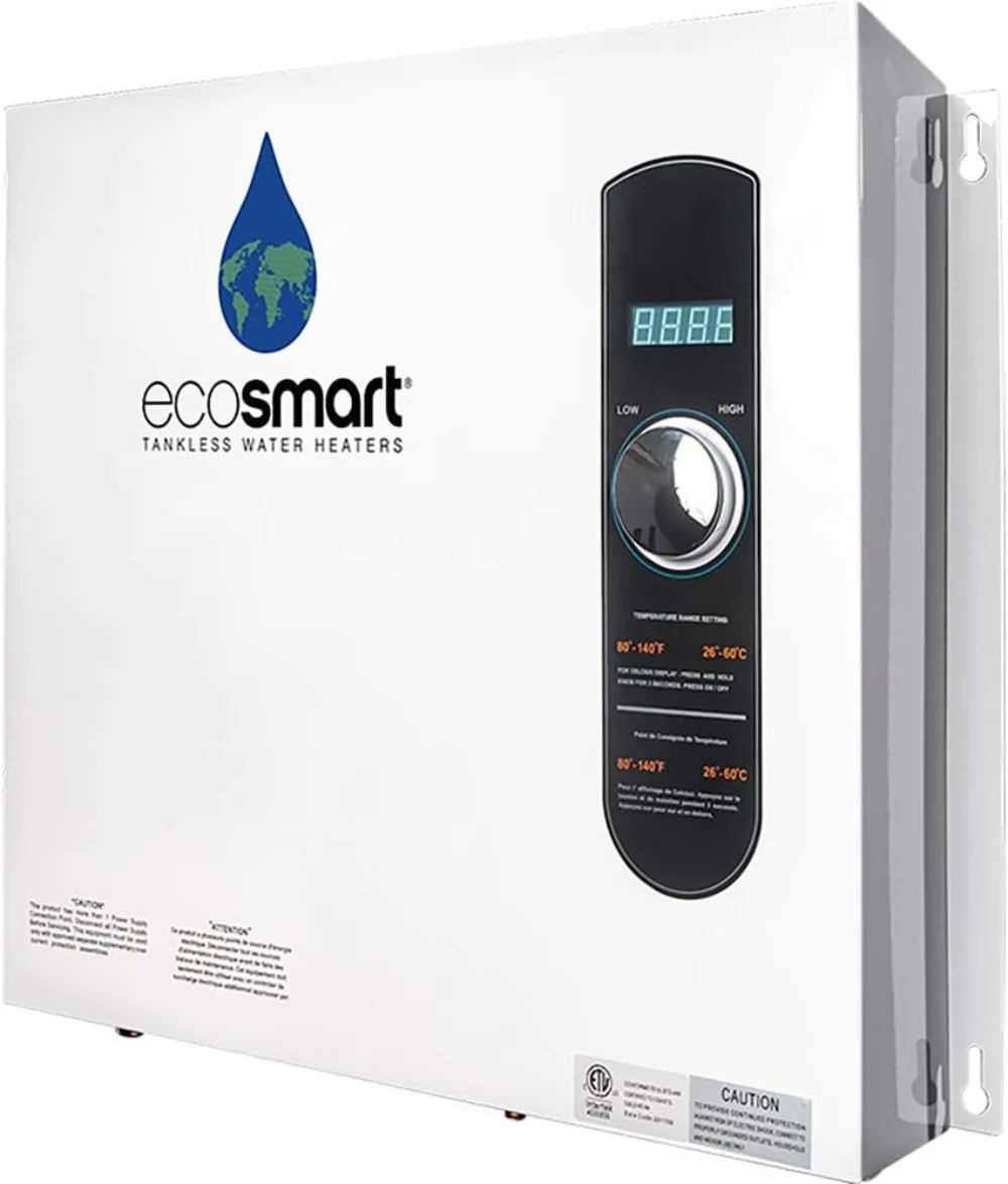 36 36kw 240V Electric Tankless Water Heater White Sleek and Compact Design with Digital Output Temperature Display