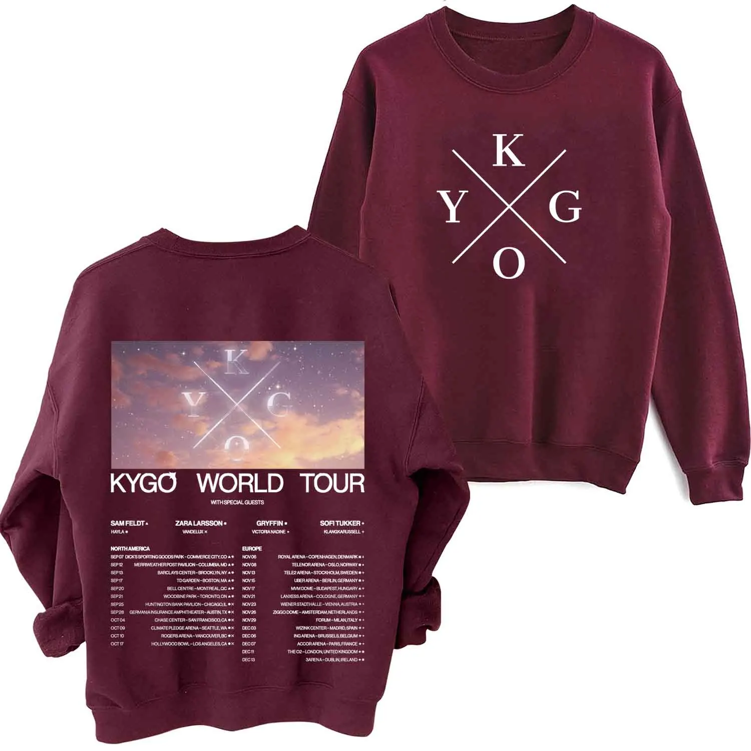 Kygo World Tour-Sweat à Capuche à Manches sulfet Col Rond pour Homme et Femme, Vêtement Décontracté avec Impression Régulière, Printemps et Automne 2024