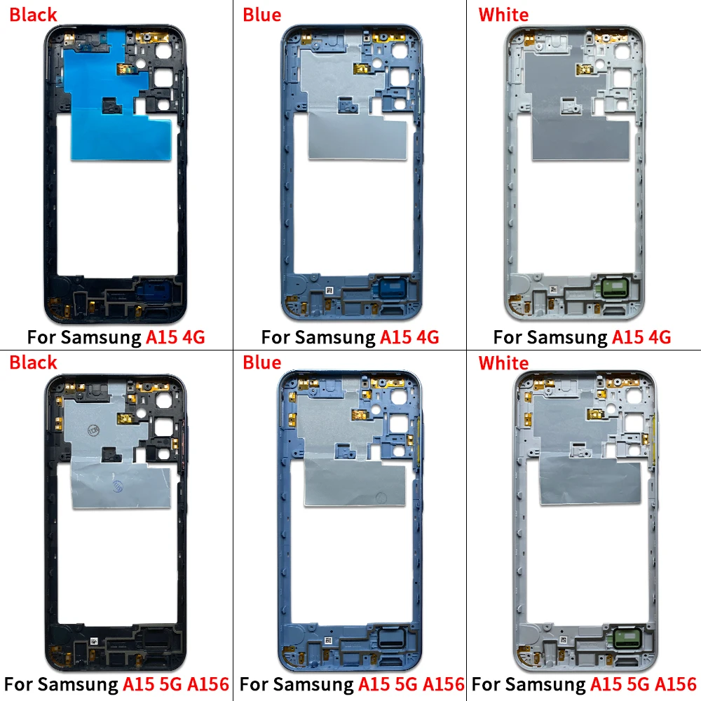 New For Samsung A15 4G A155F A15 5G A156F M54 Housing Middle Frame Bezel Parts Middle Frame With Volume Side Button