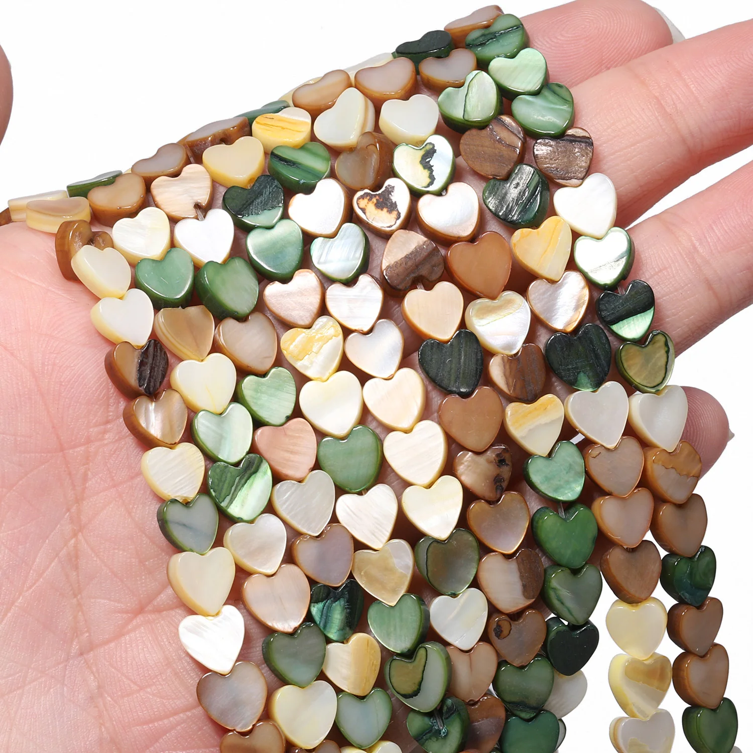 

6mm Love Heart Natural Freshwater Shell Beads Yellow Green Mother Of Pearl Beads for Jewelry Making DIY Bracelets Accessories