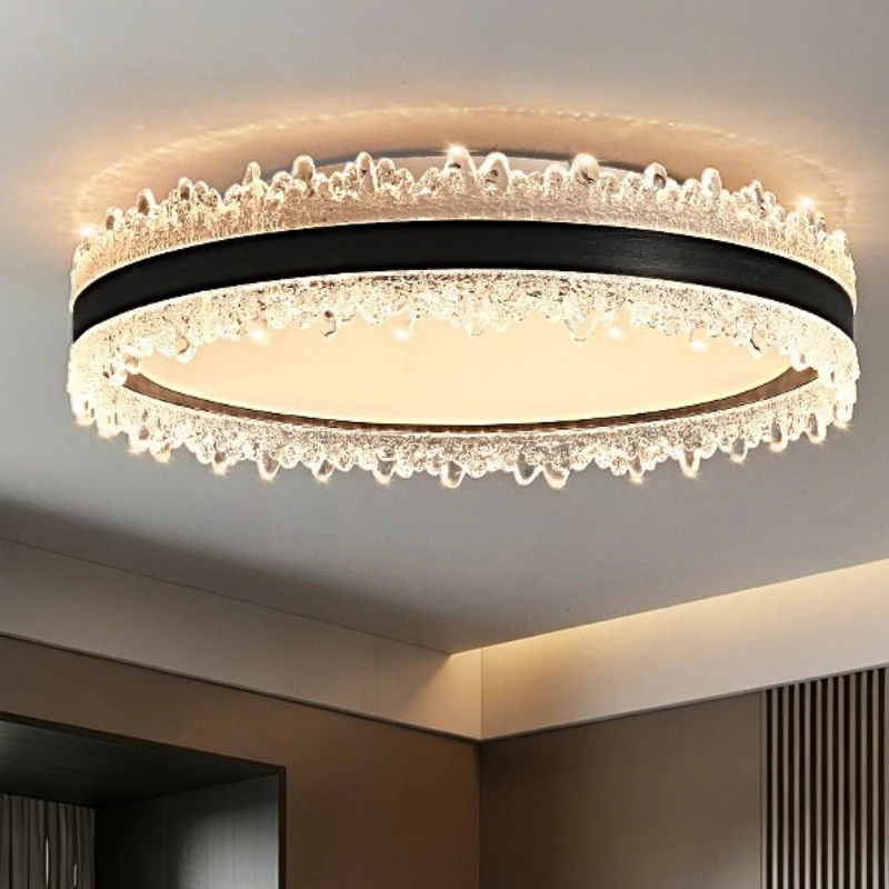 Italian Design Light Luxury Acrylic Ceiling Lights for Bedroom Study Atmospheric Ceiling Chandeliers LED Lights Metallic Luster