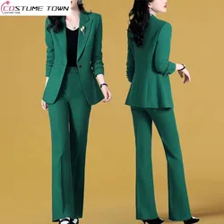 2023 Spring New Thin Jacket Casual Trousers Two-piece Elegant Women Pants Suit Manager Office Outfits Fashion Blazer