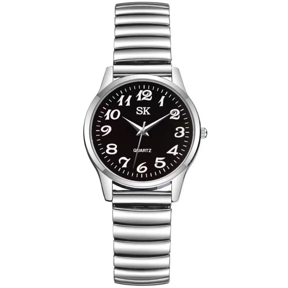 New Small Round Watches Simple Luxury Quartz Watch Steel Belt Elastic Band Wristwatches Gifts