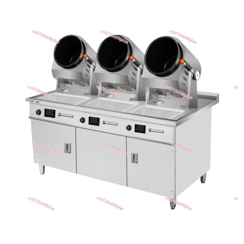 Commercial Cooking Machine Three-head Automatic Cooking Robot Gas Intelligent Drum Cabinet Combination