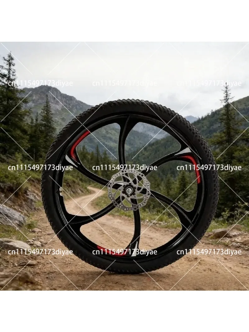 24-26 Inch Mountain Bike Disc Brake Wheel Set with 6-Blade Magnesium Alloy Integrated Bearing Wheels