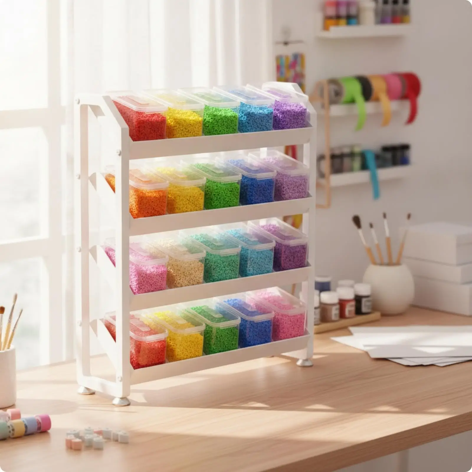 Sturdy Metal Shelf Organizer Rack Four Tier Narrow Storage for Kitchen Counter and Hobby Supplies