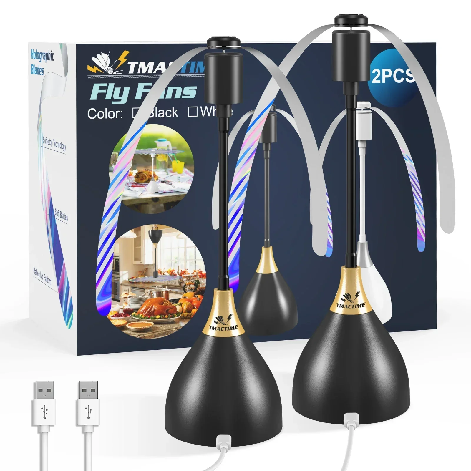 2/3pcs Fly Fans For Tables Effective Fly Repellent Fan Keeps Flies Away With Soft Blades USB Picnic BBQ Party Fly Fans image 3