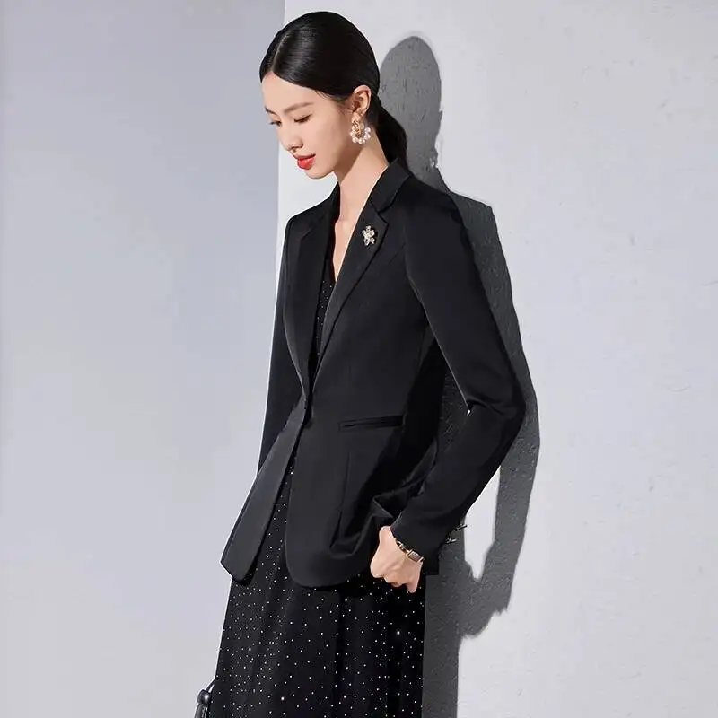 سترات رسمية بيضاء أنيقة معطف لأنماط موحدة كم طويل بلايز بليزر معطف نسائي ملابس مقابلة مهنية #4