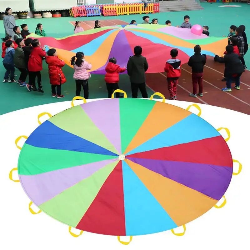 Rainbow Parachute For Kids Parachute Game Party Game Parachute With Handles For Kids Children Gymnastics Play Outdoor Games