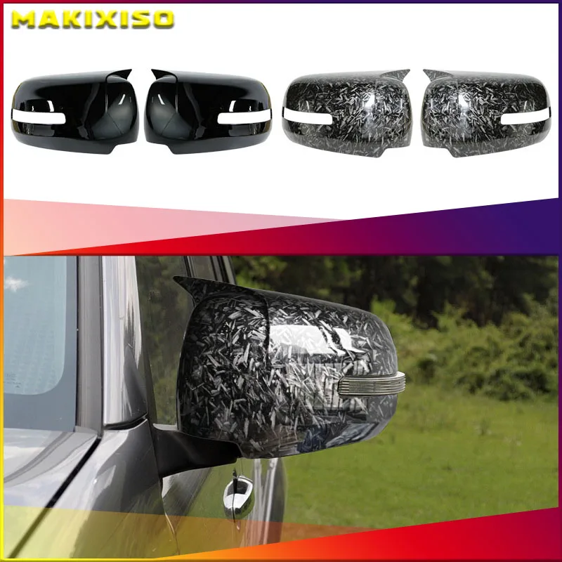 2PCS Carbon Fiber ABS Rearview Mirror Decorative Cover For Mitsu Pajero Sport 2009-2014 Accessories
