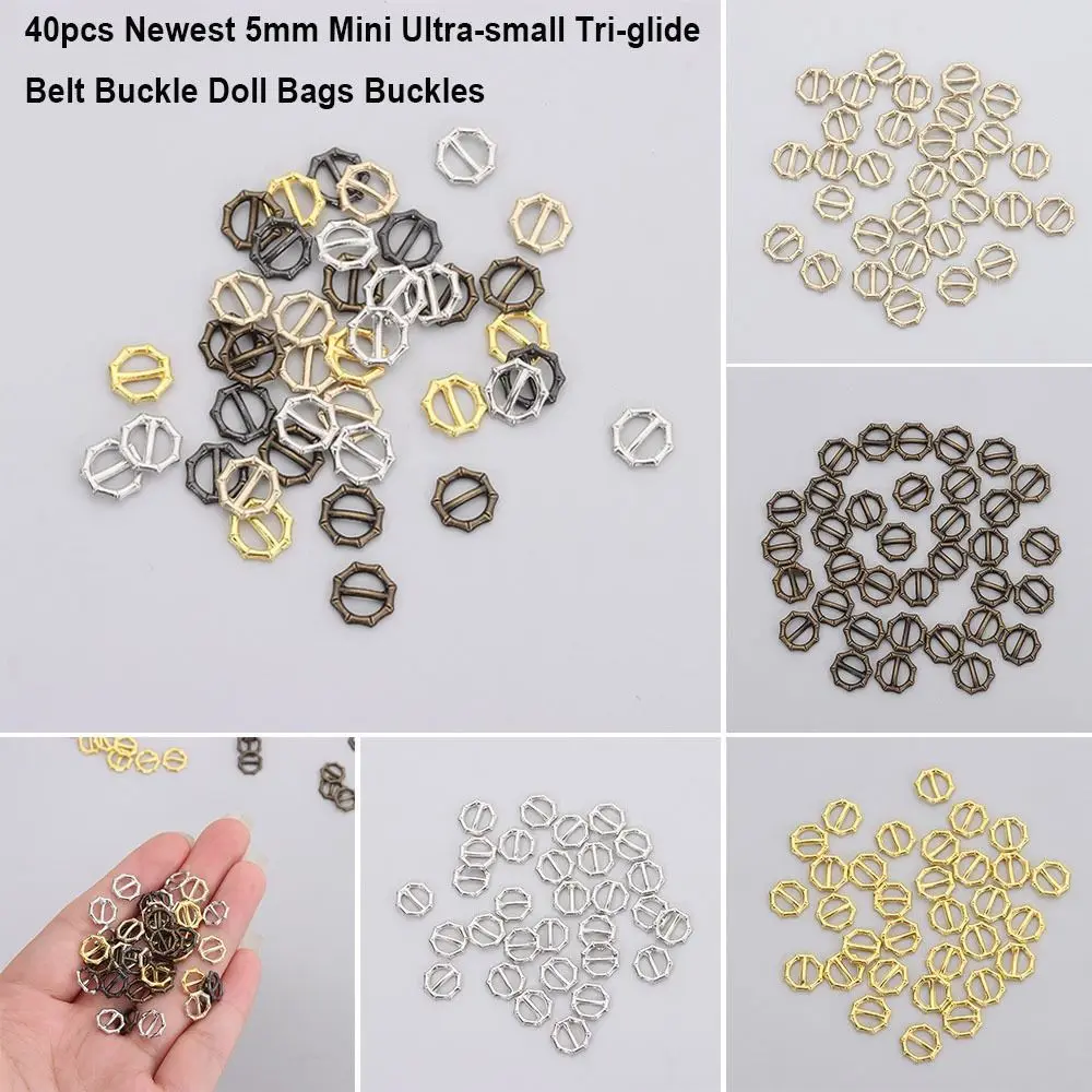 

40pcs 5mm Tri-glide Belt Buckle Mini Ultra-small Doll Bags Buckles Newest DIY Small Strap Buckles Doll Buttons Shoes Accessories