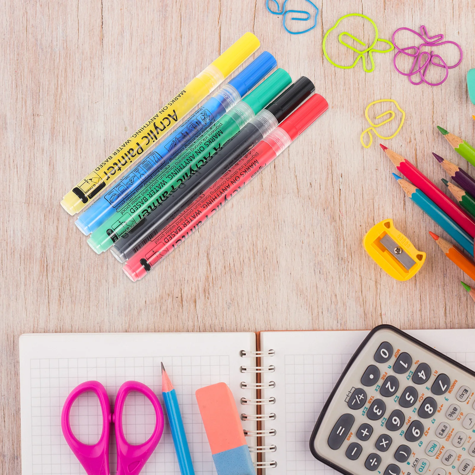 

5pcs Acrylic Paint Pens Fine Point Water Based Markers For Canvas Glass Ceramic Body Art Quick Drying Painting Drawing Supplies