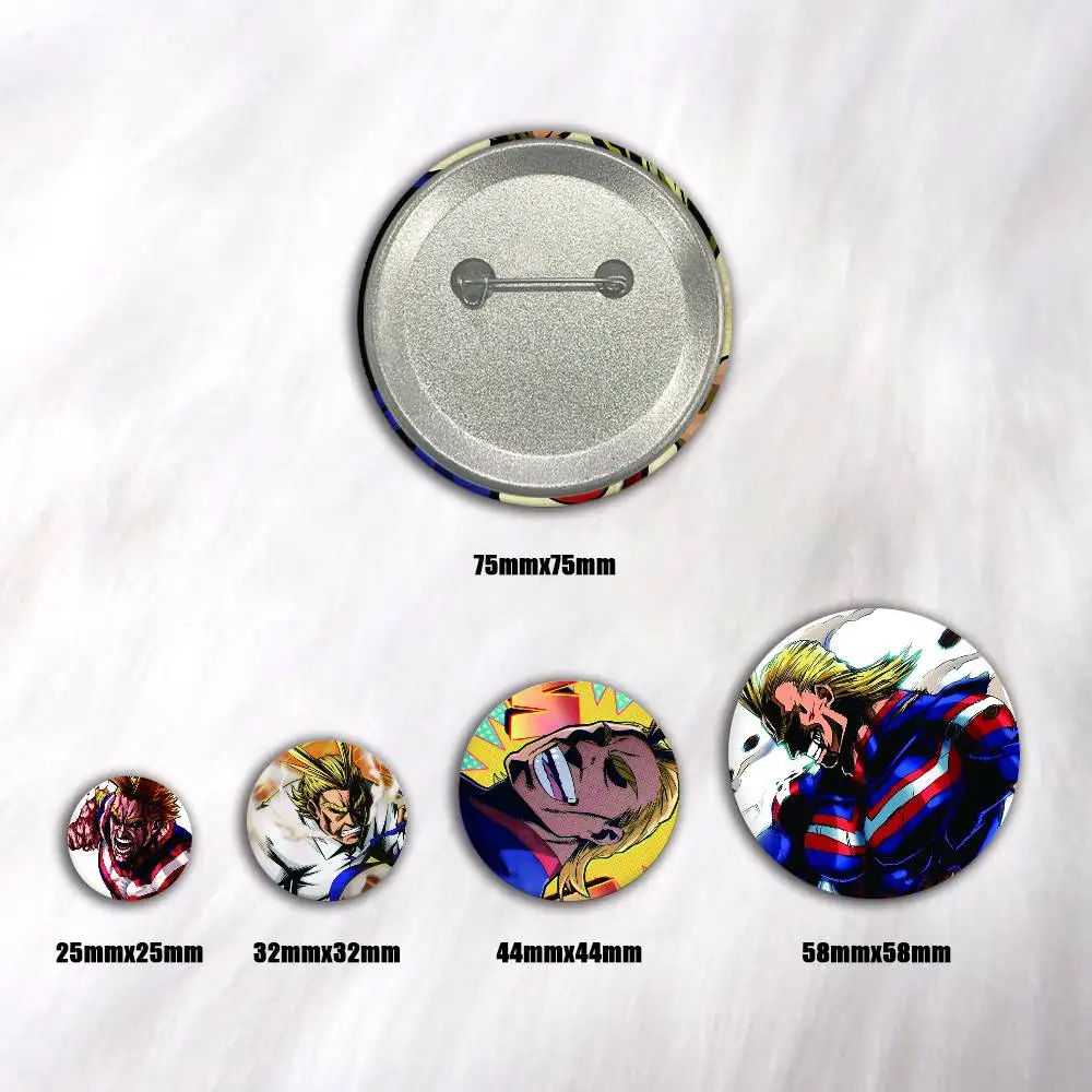 Anime all might Creative Round Button Badges Cute Pin Brooch for Backpack Clothes Lapel Jewelry Accessories Friends Gift