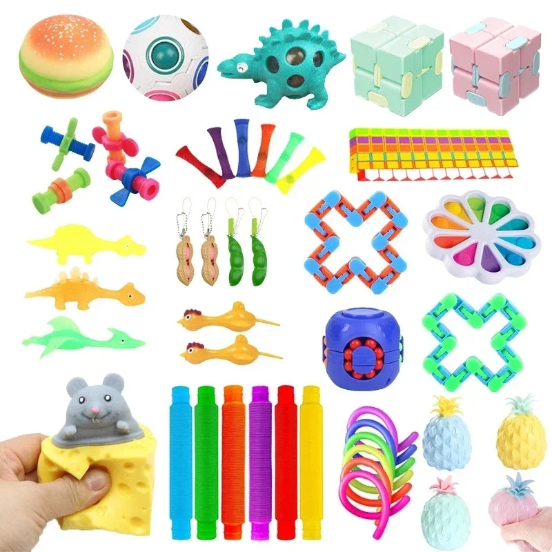 3-100pcs Random Fidget Toys Mys-tery Gifts Pack Surprise Bag Fidget Set Antistress Relief Toys for Kids Party Christmas