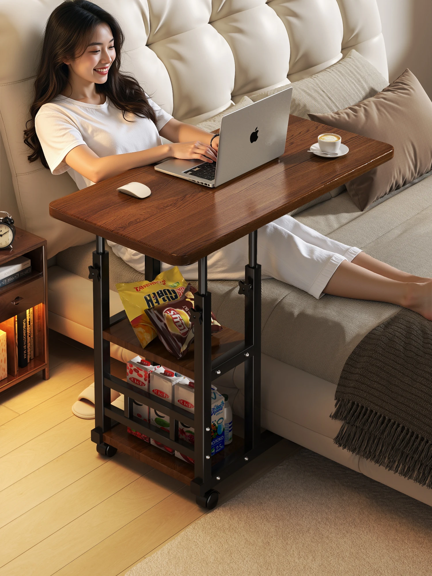 

Bedside table Movable lifting computer table Desk Simple student desk Bedroom Home bed Study table
