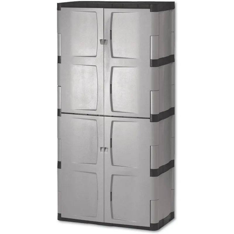 Christmas.Freestanding Storage Cabinet, Five Shelf with Double Doors, Lockable, Large, 690-Pound Capacity, Gray, For Garage/Outd