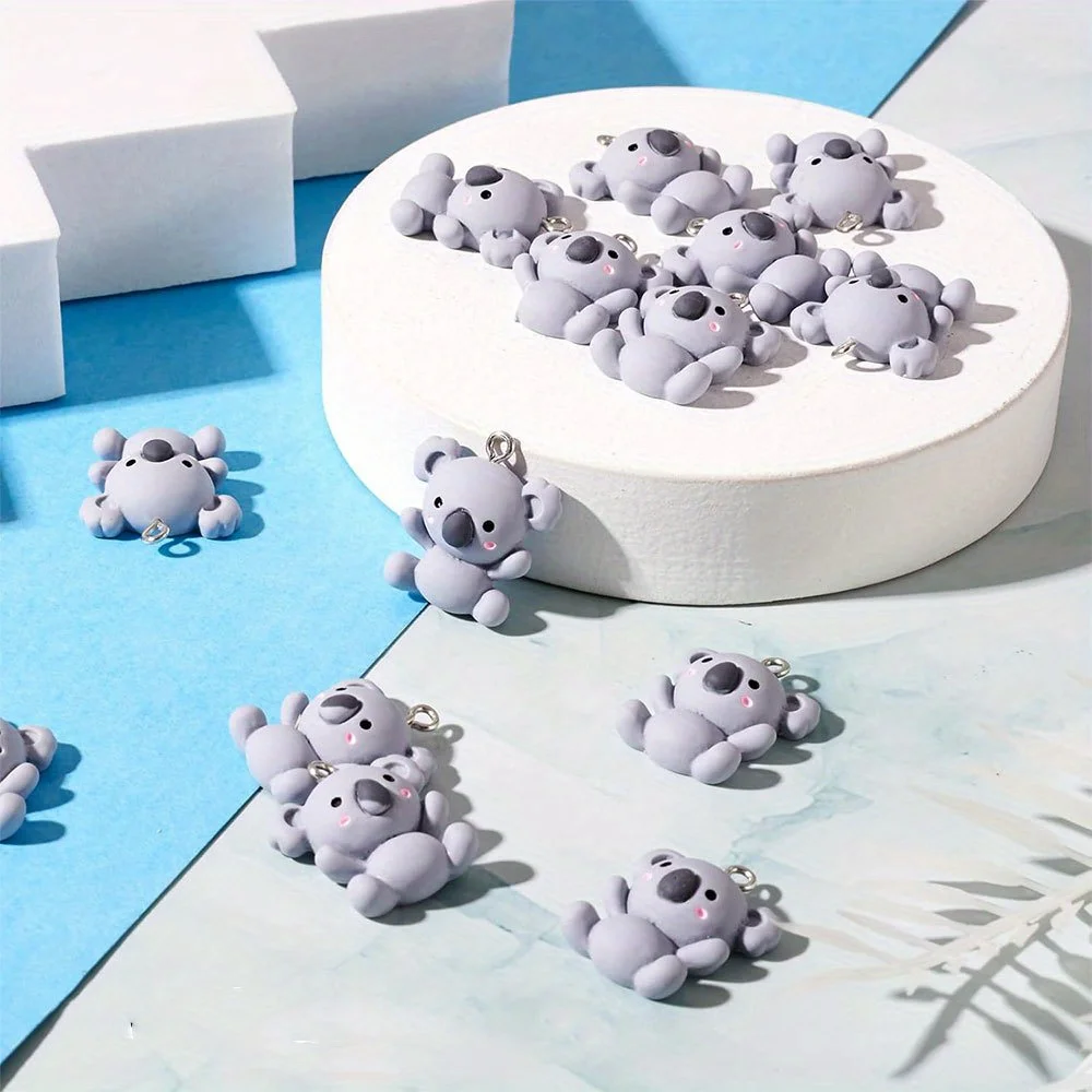 3/10/20pcs Resin Koala Shaped Pendant,DIY Jewelry Decoration Accessories,Christmas,Halloween,Valentine's Day,Thanksgiving Gifts