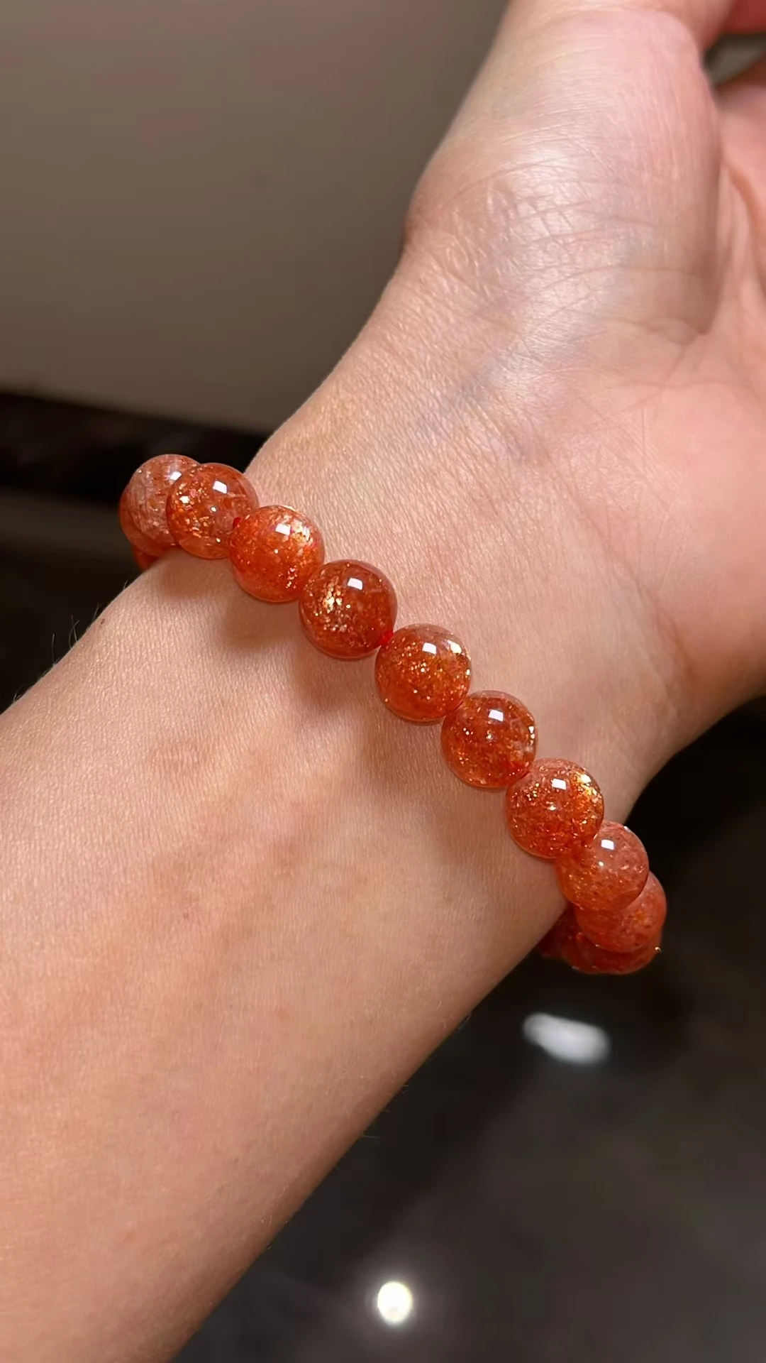 Natural Arusha Orange Strawberry Quartz Sunstone Bracelet Orange 8.6mm Clear Round Beads Crystal Women Men AAAAAA