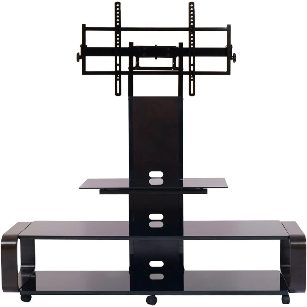 

TD685ES TV Stand with Mount & Wheel for TV, Espresso/Black