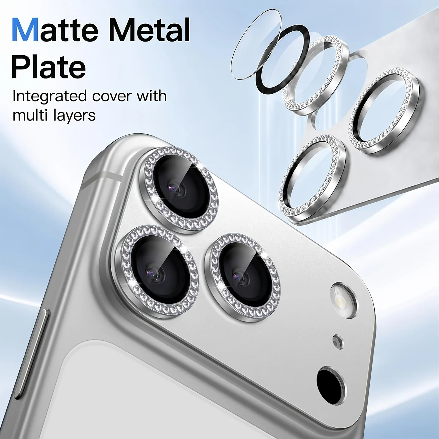 Strass-Glitzer-Kameraobjektivschutz für iPhone 18 Pro Max, Aluminiumrahmen, 9H gehärtetes Glas, vollständige Abdeckung, kratzfest, benutzerfreundlich – Detail 4